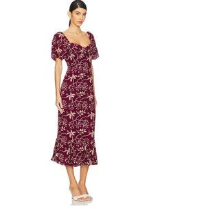 NWT $595 RHODE RAMONA MIDI DRESS IN PURPLE ENCHANTED VINE